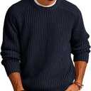 PJ PAUL JONES Mens Sweater Crewneck Knit Sweaters Casual Textured Pullover Sweater, Color: Charcoal Black, LX