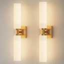 Gold Wall Sconces Set of Two, Bathroom Sconces with Frosted Glass Shade, Modern Vanity Sconces Lighting over Mirror, Wall Light Fixtures for Living Room Bedroom Hallway (Bulbs Not Included) (22 Inch)