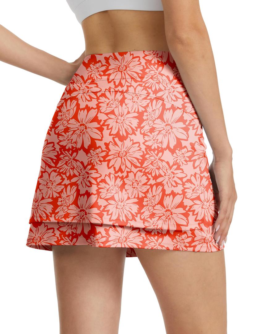 Women High Waisted Golf Skort Built-in Shorts,Ruffle Tennis Skort with Pockets Athletic Sports Skirt, M