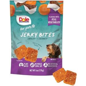 Pack Of 2 Dole for Pets Fruit Jerky Bites Dog Treats, Carrot and Coconut, 6oz |Flavored with Real Fruit and Vegetables, No Wheat, Corn, Soy, Artificial Flavors, Colors, or Preservatives