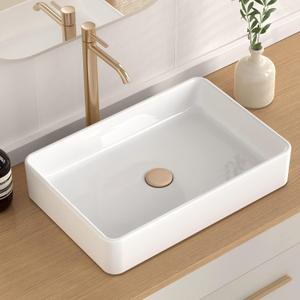 KES Bathroom Vessel Sink 20 Inch Above Counter Rectangular White Ceramic Countertop Sink for Cabinet Lavatory Vanity, BVS123S50, 19.88" X 13.4" X 4.1"