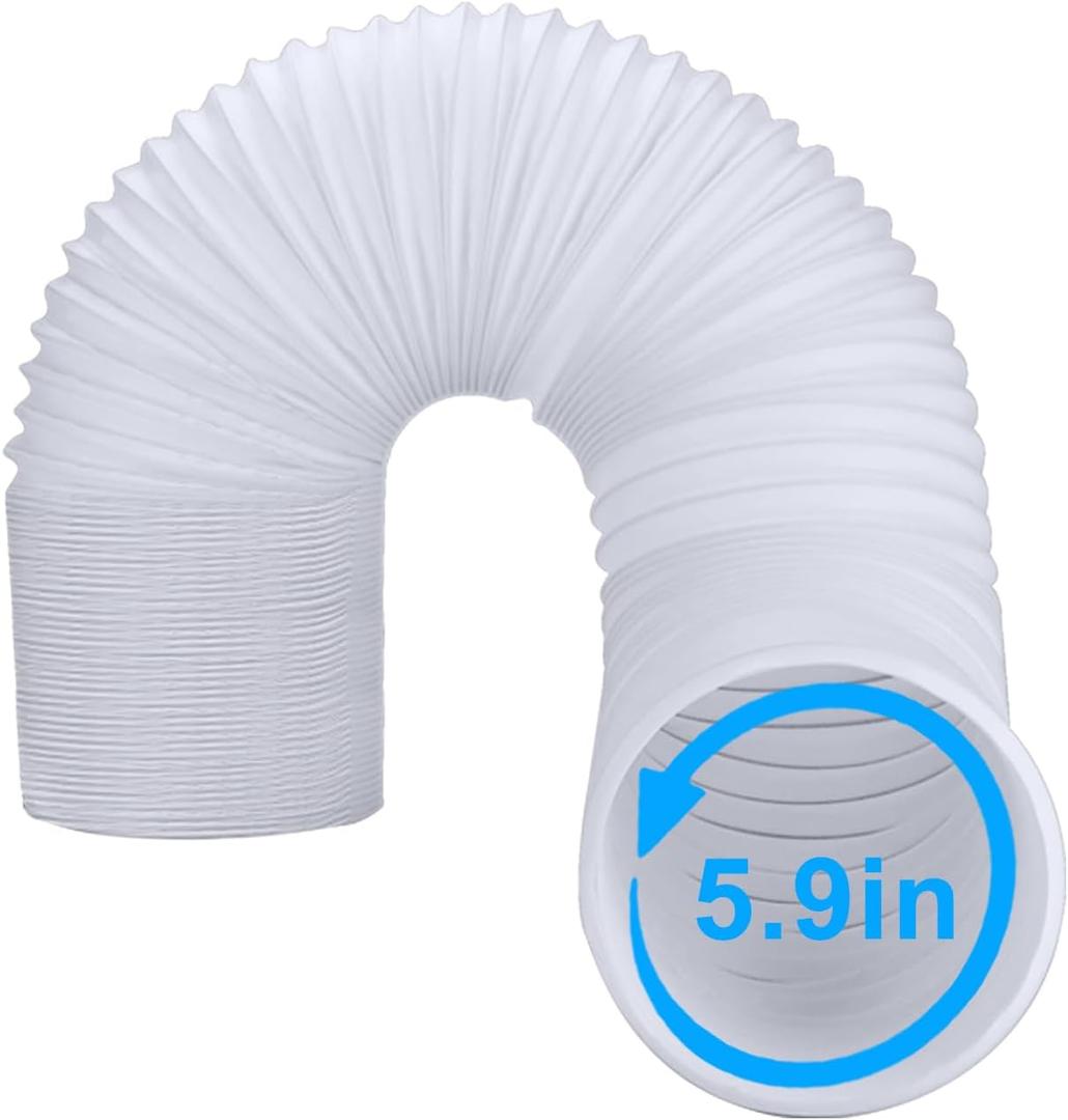 Anti-Clockwise 5.9 Inch Air Conditioner Exhaust Pipe, 59" Length Portable Air Conditioner Vent Hose, Replacement Mobile AC Unit 6" Vent Pipe for LG Hisense Haier Delonghi Air Conditioning Parts