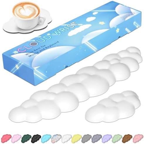 JIKIOU Upgrade Leather Cloud Keyboard Wrist Rest, Cloud Wrist Rest with Non-Slip PU Base, Comfortable Memory Foam Wrist Rest for Computer Laptop Mac Gaming Office and Pain Relief Wish New Year Gift