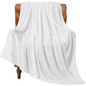 BEDELITE Fleece Blanket Twin Size White Throw Blanket for Couch & Bed, Luxury Plush Cozy Fuzzy Blanket 60x80 inches, Super Soft Warm Lightweight Throw Blanket for Travel Camping
