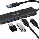 Dual USB C USB A 3.0 Hub: USB Hub 4 Ports with 2* USB-C 3.0 and 2* USB-A 3.0, Ultra Slim Portable USB Splitter Adapter for Laptop, PS4, Flash Drive, HDD, Xbox, Printer, Mouse, Keyboard, Computer (10cm)