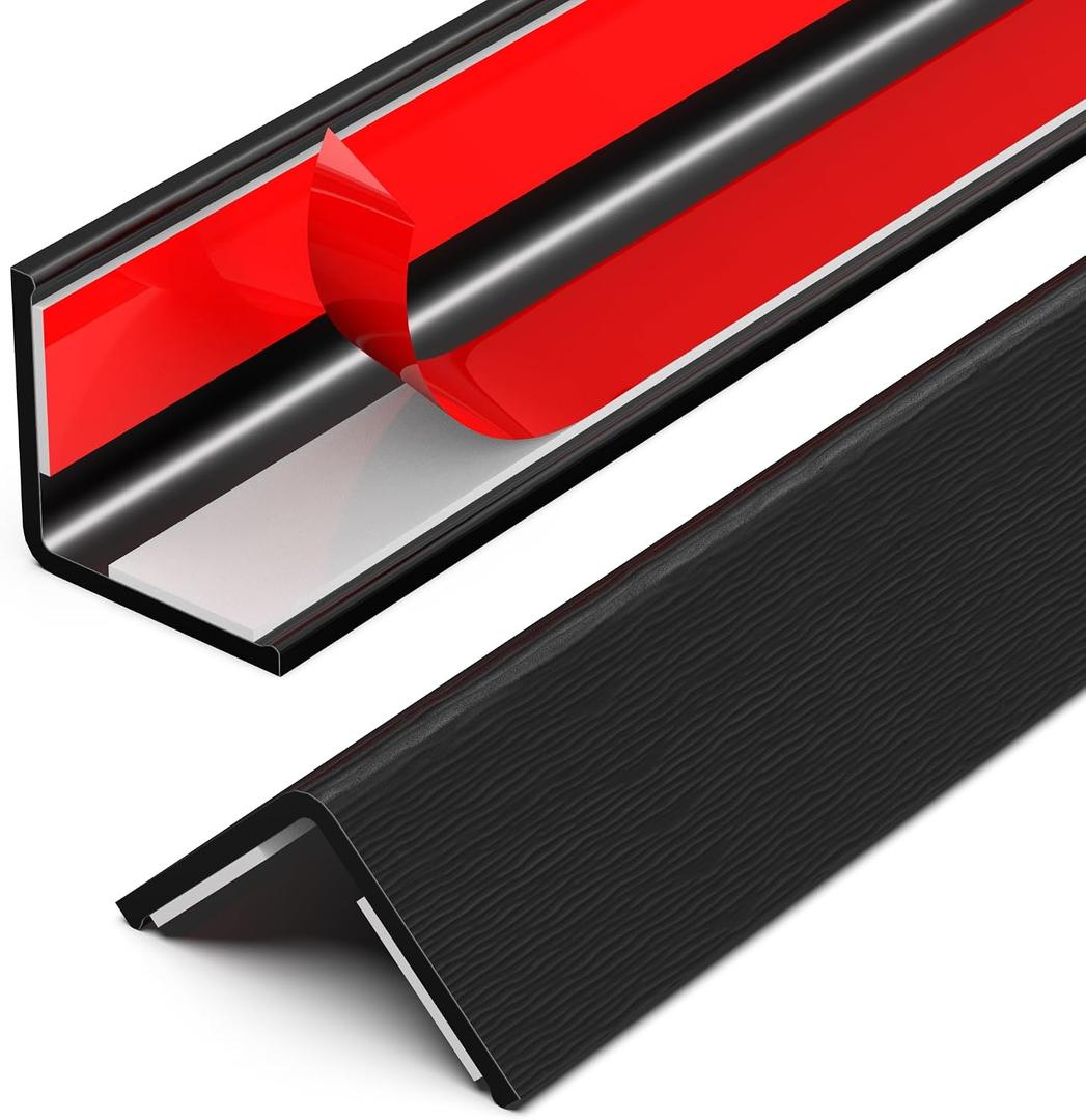 Wall Corner Protector, Walls Edge ProtectorSelf-Adhesive Wall Corner Guards,PVC Double Side Edge Protector Furniture Stairs Guard (Black Wood Grain 2PCS 90cm/35.4in)