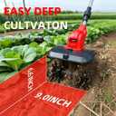 Cordless Tiller Cultivator, 360PRM Electric Garden Tiller, with 2X4.0Ah Batteries & LCD Display, 48 Steel Tines, 9" Tilling Width, 6.6" Depth, Battery Powered Rotary Tiller Lawn/Soil Cultivation