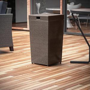 Nestl Outdoor Trash Can with Lid 30 Gallon Wicker Garbage Can for Patio, Brown