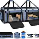 Double Large Cat Carrier with Litter Box and Privacy Curtain(Blue)
48"Lx17"Wx17"H, Lockable Zippers and Seat Belt Buckles, Soft Cat Car Travel Carrier, for Multiple Cats Long Distance Trip