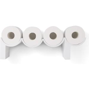 Poop Toilet Paper Holder Stand 3D Printed Storage Shelf, White Funny Bathroom Whimsical Wall Decor, Functional Cute Quirky House Warming Boys Gift (White)