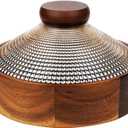 Wooden Snack Box with Glass Lid, 4-Compartment Serving Tray for Nuts, Candy, Dried Fruits, Multipurpose Storage Container for Home & Parties