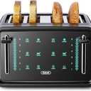 Gevi Toaster 4 Slice,Led Display Touchscreen Bagel Toaster with Dual Control Panels of Bagel/Reheat/Defrost/Cancel/Toasting One Slice/Longer Function,6 Shade Setting
