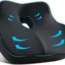 Car Seat Cushion, Ergonomic Memory Foam Car Seat Pad for Sciatica Pain Relief, Larger Driving Seat Cushion for Car Short Drivers on Long Drives - Butt Cushion for Car,Truck, Office - Black