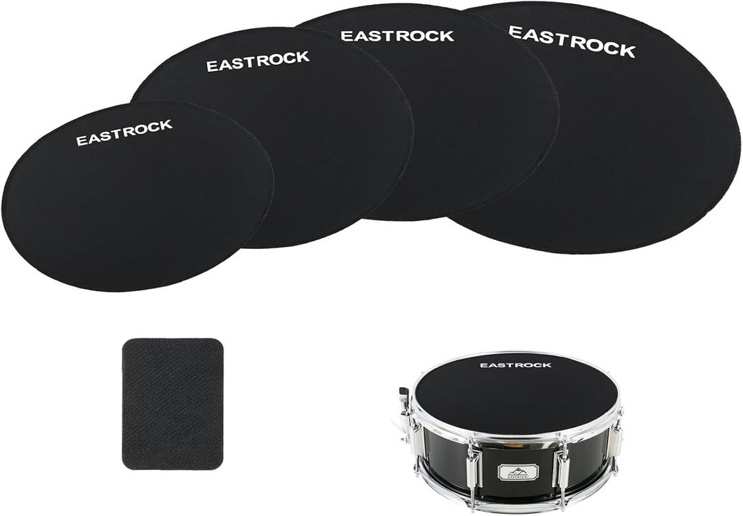 EASTROCK Drum Mute Pads Set 5 Pieces Foam Drum Silencer Pads, Fit 12, 13, 14, 16" Drum, with Snare Wire Pad (Drum Mute Pad 5-Pack) (Fit 12,13,14,16" drum-5 pack)
