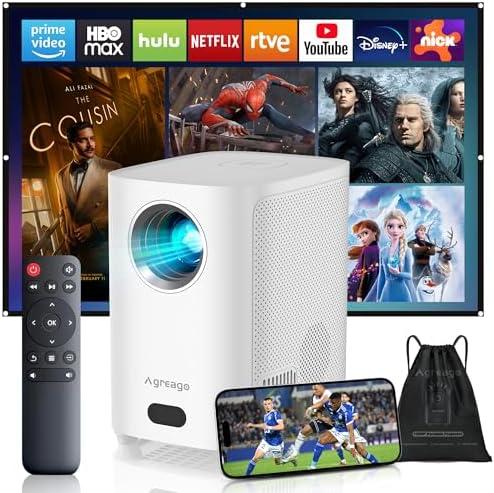 [Electric Focus]Projector with WiFi and Bluetooth, Native 1080P 15,000 Lumens 4K Supported, Agreago Outdoor Movie Projector for Home Theater UP to 300", for iOS/Android/Laptop/TV Stick/HDMI/USB