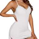Avidlove Womens Nightgown Sexy Lace Sleepwear V Neck Full Slip Chemise Lingerie Cotton Night Gowns Babydoll Sleepshirt (Medium, White)