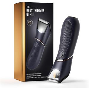 Body Hair Trimmer for Men: Pubic Hair Trimmer with Mirror & LED Light - Electric Ball Shavers with Ceramic Blades & Travel Lock - Body Groomer IPX7 Waterproof Wet/Dry Use for Groin/Chest/Legs