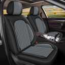 2 Front Car Seat Covers Fit for Ford Flex 2012-2019 Waterproof Faux Leather Seat Cushion Protector (2 Seats, Black&Grey)