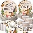 Pickmesh 250 Pcs My First Rodeo Party Decorations Wild West Cowboy Disposable Tableware Set My First