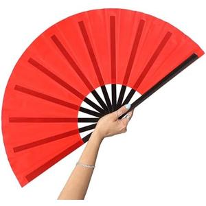 13inch Large Rave Fan Popping Fan Clacking Fans for Line Dancing,Hand Fans for Women Foldable,Boots on The Ground Fan,Portable for Outdoor,Wedding,Party,Decoration(Red+Black Ribs,3 Pack)