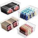 iSPECLE Freezer Organizer Bins - 4 Pack Medium Upright Baskets for 14 to 15.5 cu.ft Stand Up Freezer, Easily Sort and Get Food, Air Circulation Stops Food Sliding Out, White