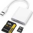 USB C SD Card Reader for iPhone 16 15/iPad/MacBook/Camera, Dual Card Slot Supports SD and MicroSD Card Memory Card Adapter, Trail Camera Viewer Plug and Play