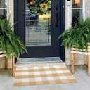 Front Door Mats Outdoor 24''X35'' Khaki and White Fall Layered Doormat Cotton Woven Farmhouse Washable Small Area Rug for Welcome Mat/Entryway/Bedroom/Living Room