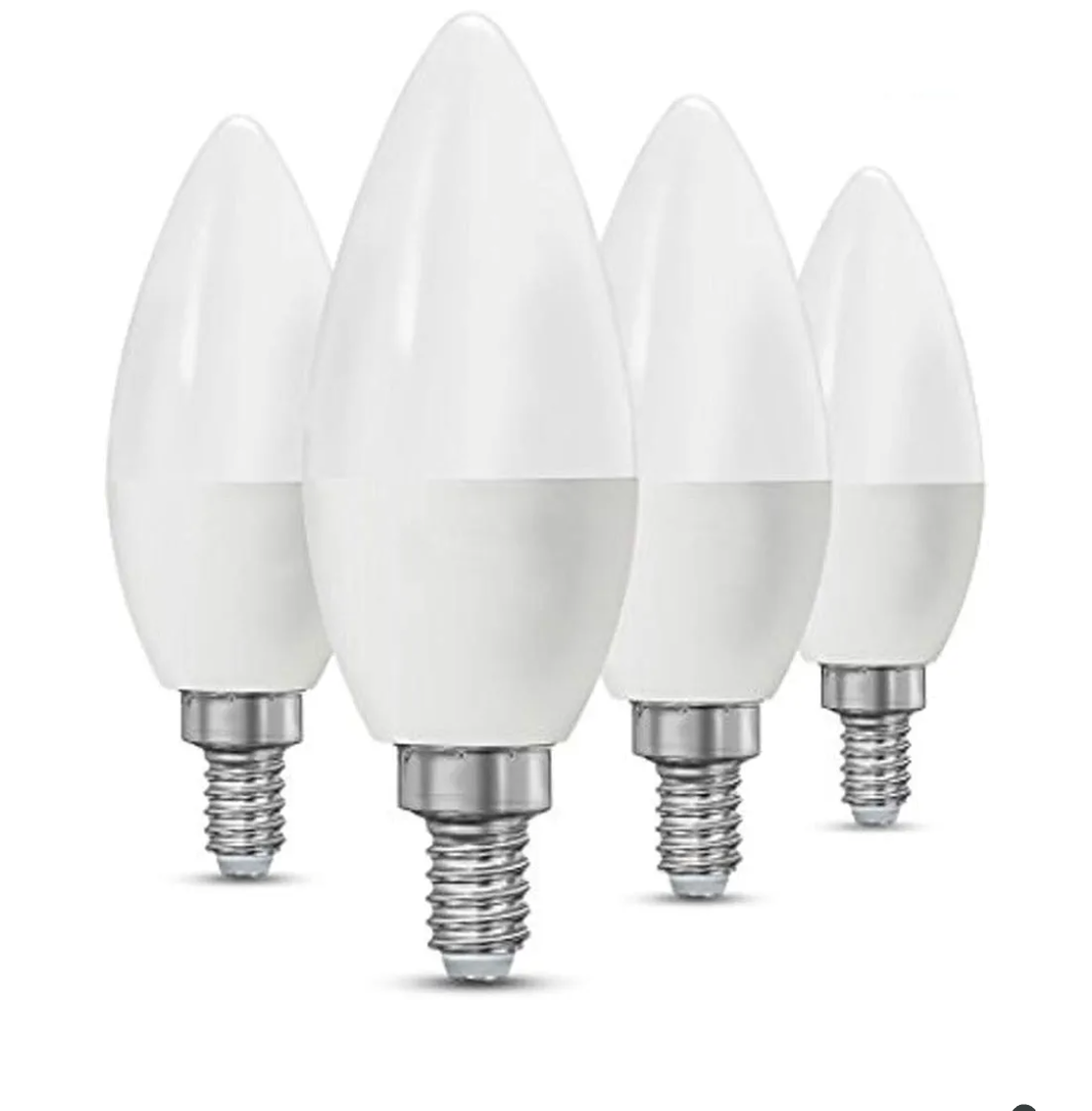 CTKcom 5W E14 Base LED Candelabra Bulbs(4 Pack)- C37 Daylight White 6000K LED Candle Light Bulb,Ceiling Fan Lights,Decorative Bulb,550LM,UL-Listed,AC 85-265V