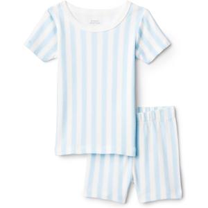 Amazon Essentials x Sofia Grainge Mommy and Me Short Sleeve Pajama Set (3T, Pale Blue Bold Stripe)