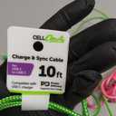 Cell Candy Charge And Sync Cable 10ft, Pink And Green