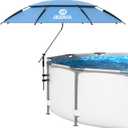 7FT Above Ground Pool Umbrella 360 Tilting Double-Layer Canopy & Height Adjustable, UPF 50+ Sun Protection for Above Ground Pools, Patio, Beach & Outdoors