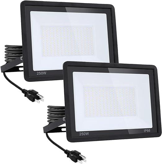 2Pack-250W 25600LM Super Bright LED Flood Light with Excellent Color Restore Ability - Waterproof, Shatterproof, Energy Saving - Perfect for Indoor and Outdoor Use