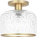 Gold Semi-Flush Mount Ceiling Light with Globe Glass  Vintage Ceiling Lighting for Hallway, Kitchen, Entryway, Bathroom & Closet (7.68in-ceiling)