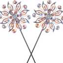 VEWOGARDEN 2PCS Metal Wind Spinners, Waterproof Wind Sculptures & Spinners Small Garden Art Outdoor Wind Spinner Kinetic Wind Spinners for Yard and Lawn (Orange Red)