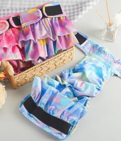 Reusable Dog Diapers Female Washable, Premium Doggie Diaper for Dogs, Pack of 3, Highly Absorbent Small Dog Diaper for Heat, Incontinence and Puppy Training (S)