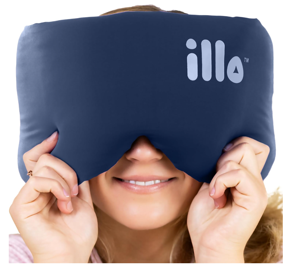 illo Wearable Pillow Sleep Mask | Blackout Weighted Eye Mask for Sleeping Napping & Side Sleepers | Soft Mulberry Silk Blend Patented Light Blocking for Travel Bed Camping Airplane Work | Women & Men