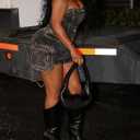 Women's Sexy 2 Piece Denim Outfits Off Shoulder Strapless Buttons Tops and Mini Cargo Skirts Club Sets (Black, S)