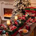 Valery Madelyn 6 Feet Pre-Lit Christmas Garland with Lights for Mantle, Lighted Outdoor Xmas Garland with Multi-Colored Balls & Bows for Home Stairs Fireplace Table Centerpiece Indoor Holiday Decor