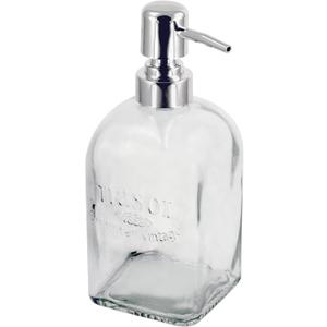 Grant Howard Mason Soap Glass Soap Dispenser with Metal Pump, Square 16 oz