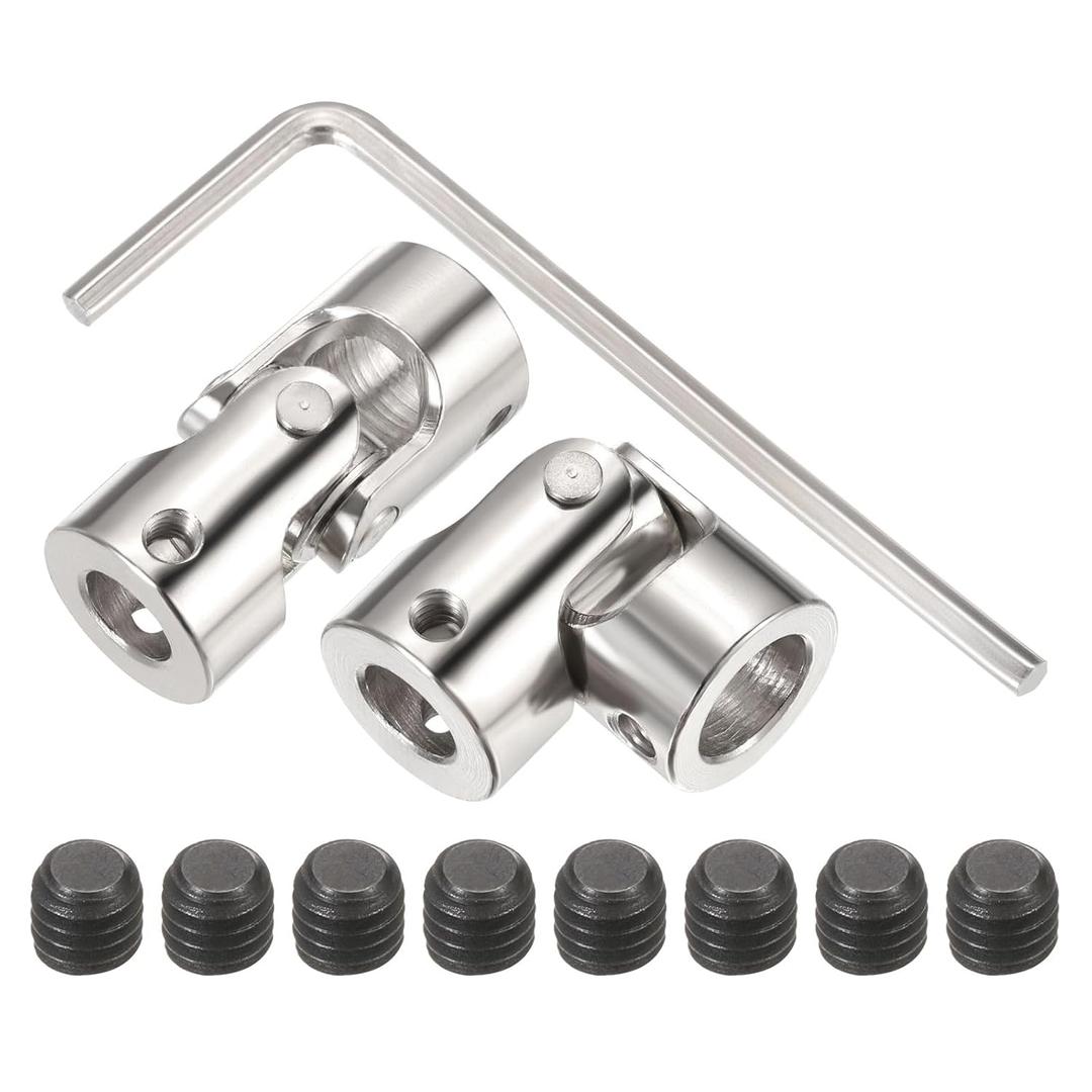 5 x MECCANIXITY 2Pcs 8mm to 10mm ID Steering Universal Joint Shaft Coupling,L35XD16 Metal 45°Degree Rotatable Joints Coupler with Screws Wrench Set for Model Car Ship Drive Shaft Motor Connection