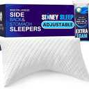 Sidney Sleep Bed Pillow for Side and Back Sleepers - Adjustable Filling - Memory Foam Pillow for Neck and Shoulder Pain - Customizable Loft - King Size - Additional Foam Bag Included (White)