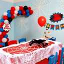 2 x Kinlop 9 Pcs Spider Party Table Decorations, 54 x 108 Inch Disposable Plastic Spider Tablecloth, Spiderweb, 6 Pcs Spiders and Cotton, Holiday Table Centerpieces Decor for Spiders Party Supplies