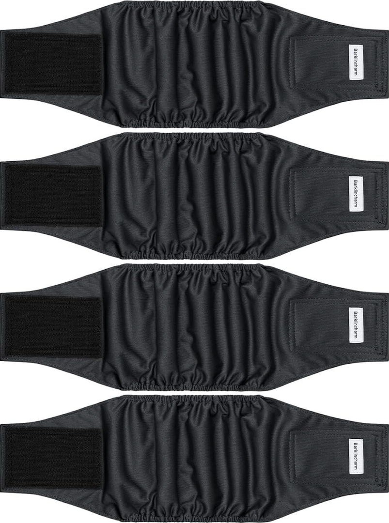 4 Pack Dog Diapers Male, High Absorbing Dog Wraps, Belly Bands for Male Dogs with Incontinence or Frequent Urination, Doggie Diapers M, Black