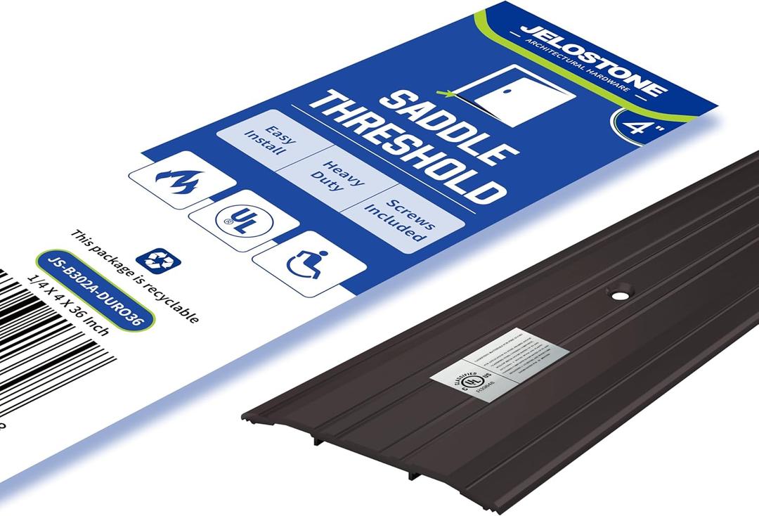 4''W x 1/4''H x 36''L- Aluminum Door Threshold (Dark Bronze Anodized)- Door Saddle- ADA accessible Barrier Free- Fire Rated- Door Thresholds for Exterior Doors- B302A