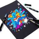 POMAC Acrylic Paint Markers Pens Brush Tip, 24 Assorted Colors Drawing Liquid Paint Marker Waterproof, Water-Based Acrylic Markers for Fabric, Canvas, Rock, Glass, Wood, DIY Crafts and Art Supplies