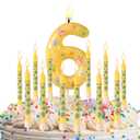 Paw Print Numbers Birthday Candles, Puppy Theme Birthday Candles with 12pcs Straight Candle Happy Birthday Cake Toppers Pet Party Decoration Supplies for Boys & Girls (6)