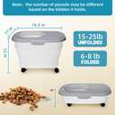 Pet Food Container, Collapsible Dog Food Storage Container with Detachable Casters & Airtight Lid for Keeping Dry Kibbles, With Dog Food Scoop and Measuaring Cups