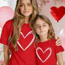 Mommy and Me Valentines Shirts Heart Graphic T-Shirt Family Matching Outfits Mom and Girls Valentine Gift Tee Tops (Red, S)