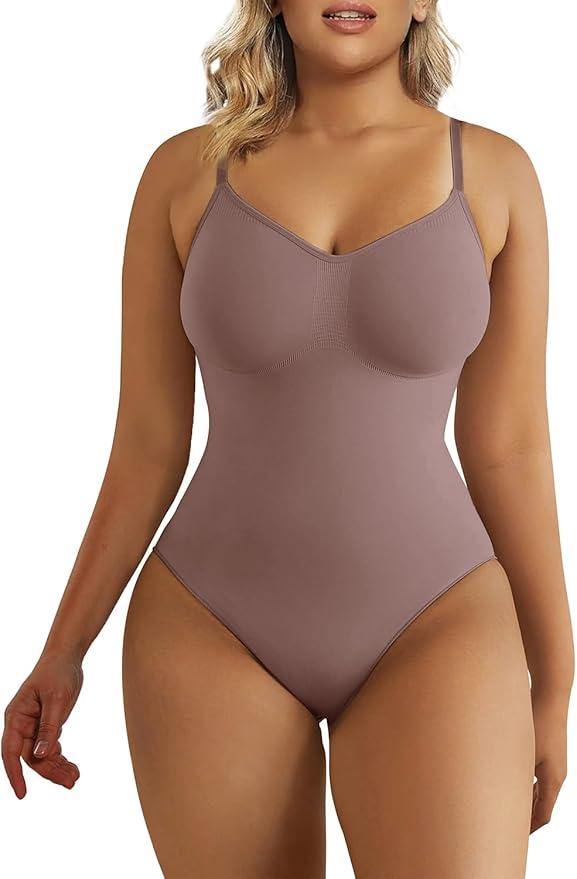 SHAPERX Women's Shapewear Bodysuit Tummy Control Body Shaper Seamless Sculpting Snatched Waist Body Suit, 2-3XL