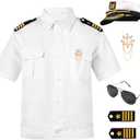 Spooktacular Creations 5 PCs Halloween Captain Costume Men, Sailor Costume Men, Sailor Uniform for Halloween Party Cosplay (White, L)